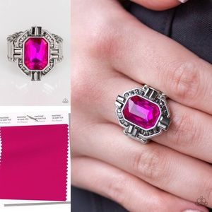 Paparazzi silver and pink ring